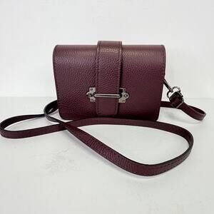 Italian Leather Crossbody Belt Bag Oxblood Burgundy Pebbled Vera Pelle Italy